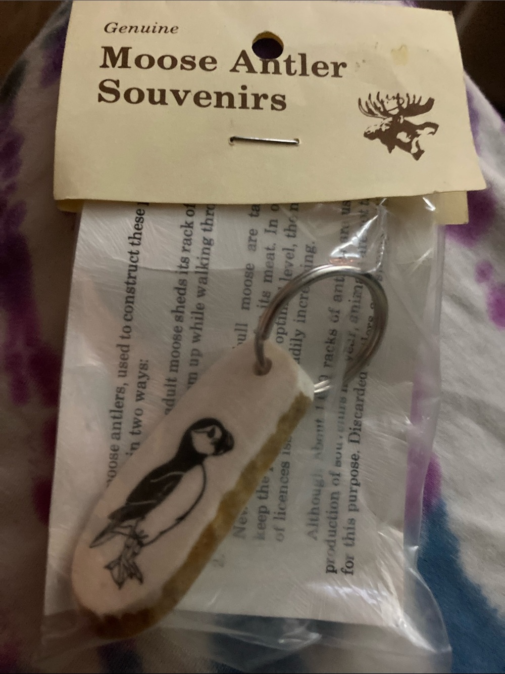 Puffin Keyring — White & Brown